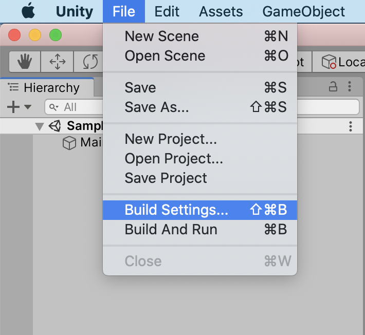 File -> Build Setting